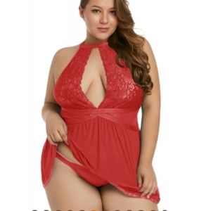 plus size sheer fantasy babydoll set